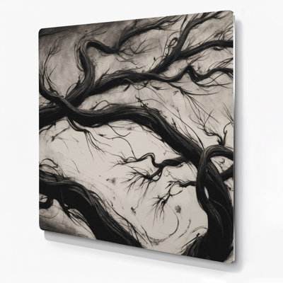 Halloween, branches torsadées, art mural en métal beige