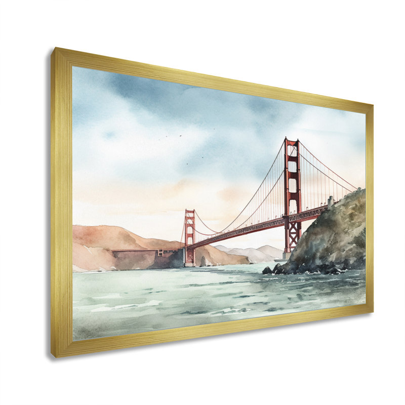 Views of San Francisco I - impression, Encadrement doré, H 30 po x l 40 po x P 1,5 po