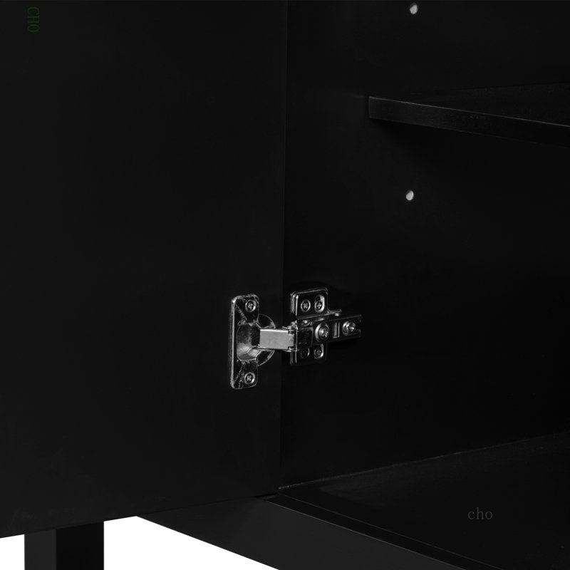 Ensemble de meuble-lavabo 36 po avec lavabo, une armoire et trois tiroirs, bois massif et panneau de fibres à densité moyenne, noir
