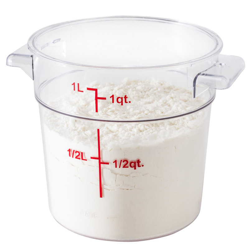 Contenant alimentaire de 1 pte de 1 pièce, 1 récipient de rangement rond commercial - couvercle vendu séparément, avec marqueurs de volume, seau de préparation des aliments en plastique transparent, rangement compact