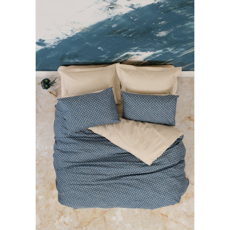 Ensemble de housse de couette 100% coton beige / gris Canby, Housse de couette 63 "x 87" + 1 taie d'oreiller st