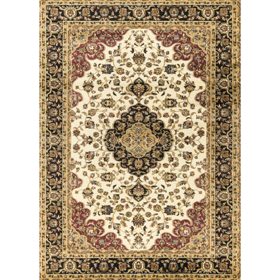 Tapis en polypropylène crème Elegant 3 po X 7 po, profondeur 87, largeur 63, hauteur 0,42, matériau 16,7 lb,