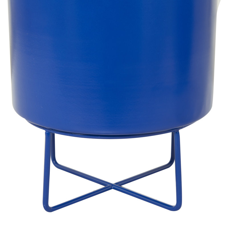 Ensemble de pots à fleurs modernes en fer 2 pièces CosmoLiving par Cosmopolitan, Bleu