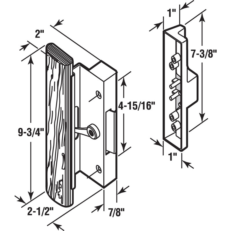 Poignée de porte coulissante moulée noire avec poignée en bois Prime-Line (paquet de 1)