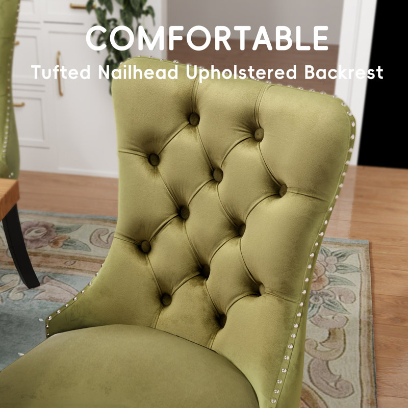 Modern Velvet Dining Chairs Dining Room Chairs Set of 8, Olive, Black