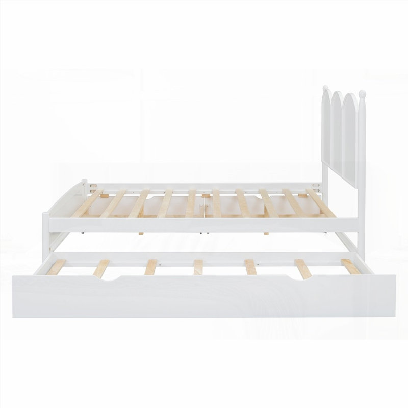 Grand lit plateforme avec 2 grands tiroirs Lit gigogne simple TG, sans sommier tapissier, robuste et robuste Durable, Blanc