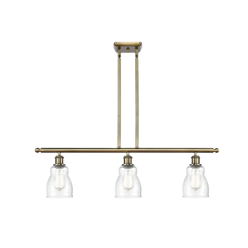 Luminaire suspendu linéaire à 3 lumières pour îlot de cuisine Robbie, Ampoule non incluse, Transparent