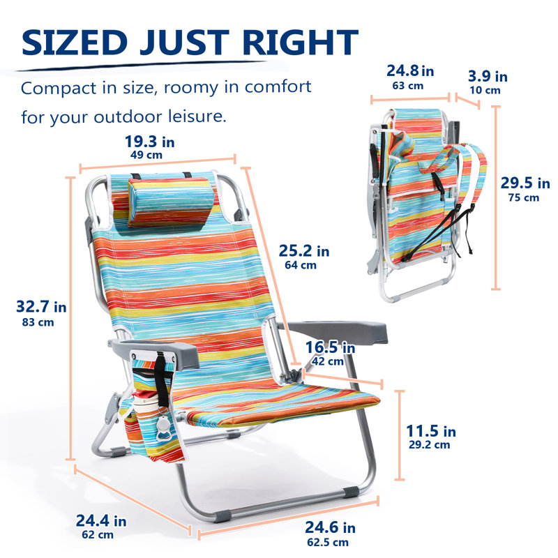 Chaise de plage en aluminium, Rayures multicolores, 2