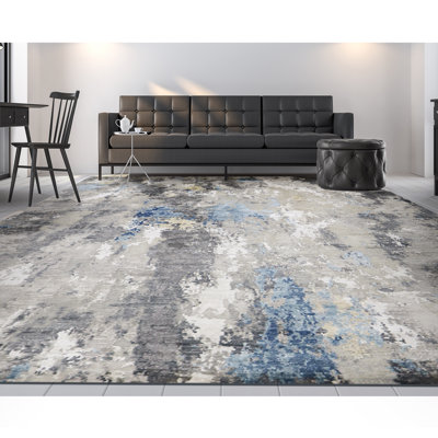 Wool and Viscose Abstract Indoor Rug