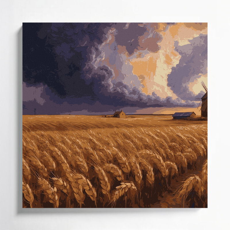 USA State Kansas Brown Canvas Wall Art, 32" H x 32" W