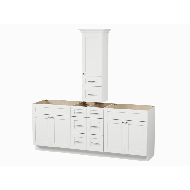 Ensemble de meuble-lavabo double 84 po avec comptoir Disar, Blanc