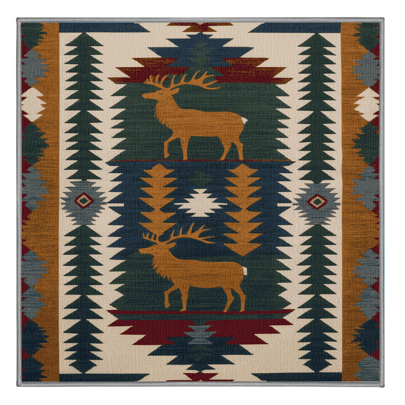 Tapis de style sud-ouest à six élans lavables Ginza, Carré 7 pi