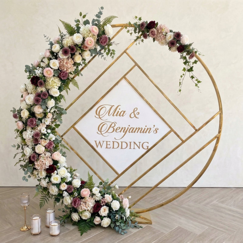 Support pour arche de mariage rond de 6,5 pi en acier inoxydable, toile de fond de cercle luxueux pour décor floral et ballon, cerceau d'événement professionnel