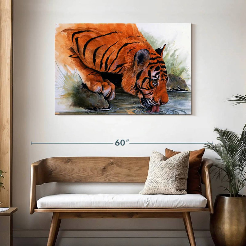 Brampt Tiger Drinking, 30" H x 45" W