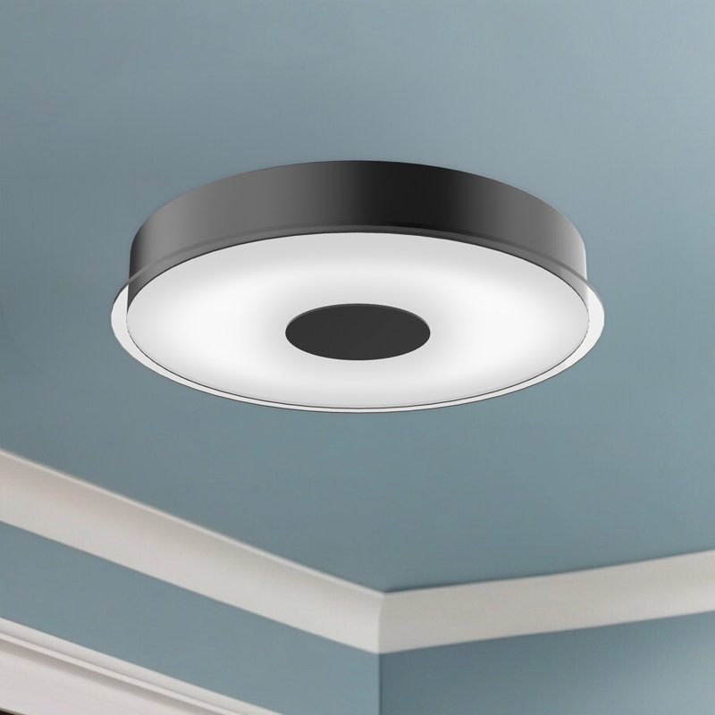 Black and Brushed Nickel LED Drum Flush Mount