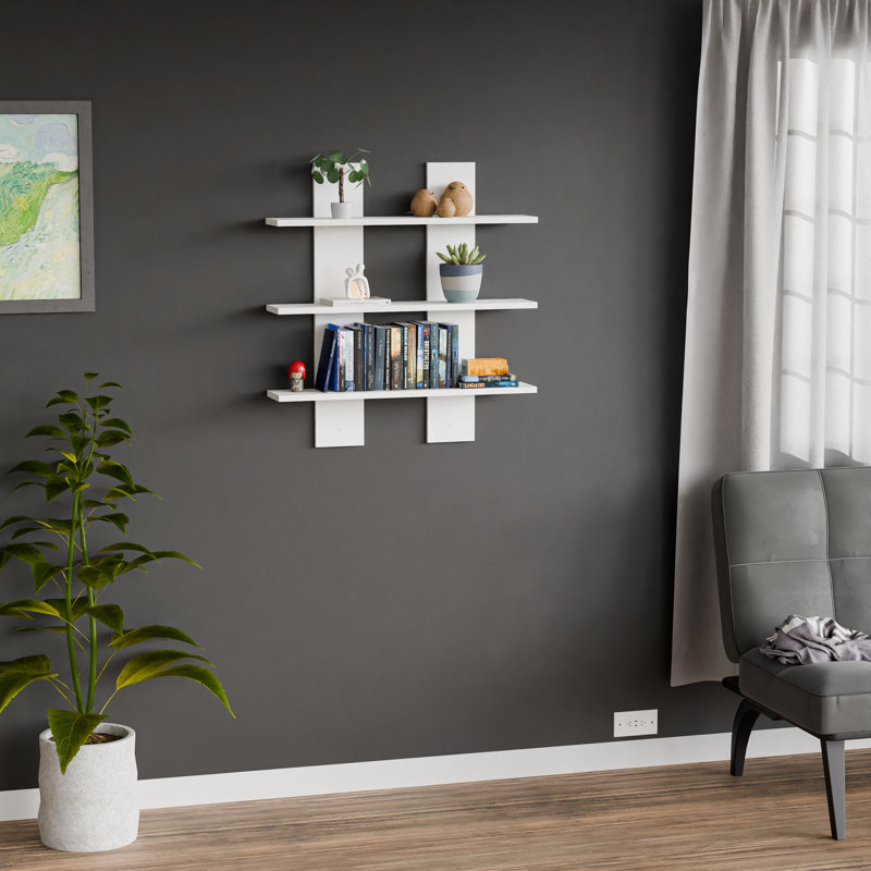 Tablette de rangement en bois massif Kubby 4,1, H 31,50 po x l 6,63 po x P 33,44 po, Blanc