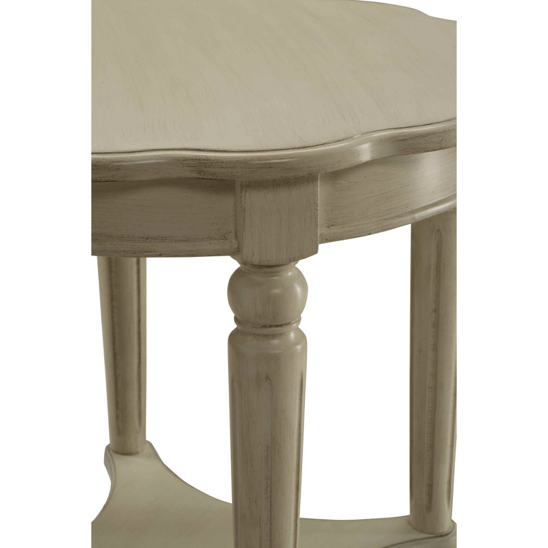 Table d'appoint ronde blanche antique classique avec tablette ouverte en bas pour le rangement, style français, diamètre 62 cm (24,5 pouces), décoration intérieure