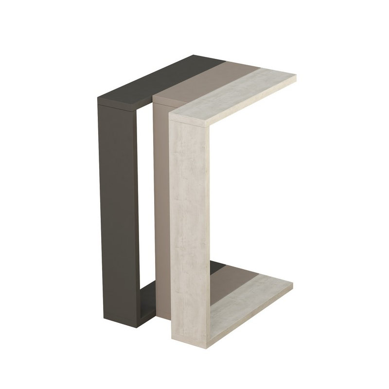 Madelyn Modern Compact C Shape Side Table, Anthracite/Light Mocha
