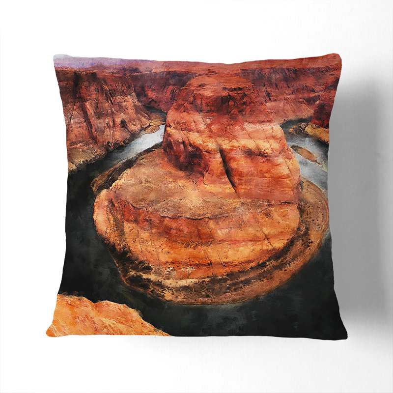 Horseshoe Bend In The Grand Canyon Vol.2 Painting Square Throw Cushion, White, 55cm H x 55cm W x 20cm D