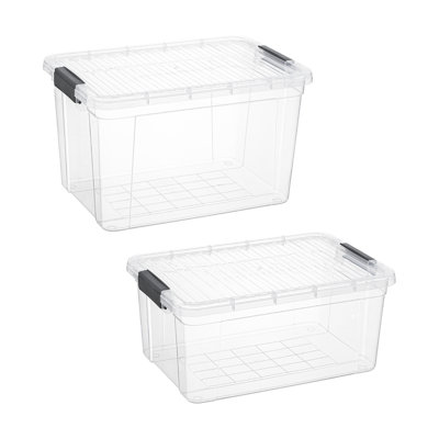 Clear Large Storage Bins with Lid, Plastic Organizing Storage Box for Home, 2 Pack, 44 Qt. and 49 Qt.