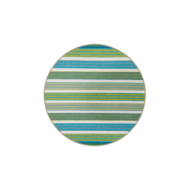 Tapis tissé à rayures vertes, Rectangulaire 8 pi x 10 pi
