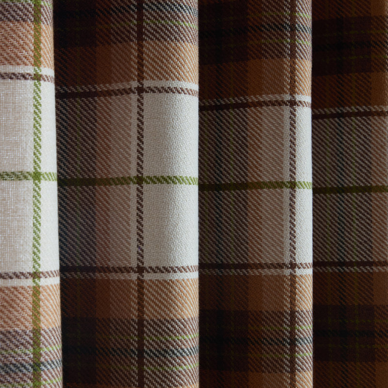 Brushed Woven Glencoe Check Thermal Eyelet Curtains, Terracotta, 46 x 54 Inch