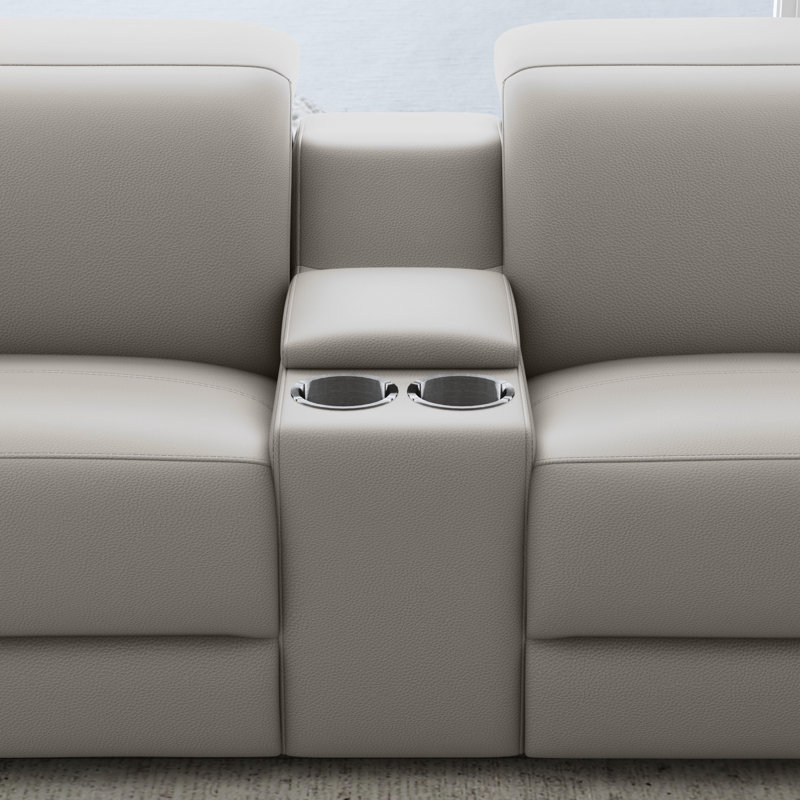 Celeste 5-Seat Power Reclining Sectional With Adjustable Headrests, Gray Leather