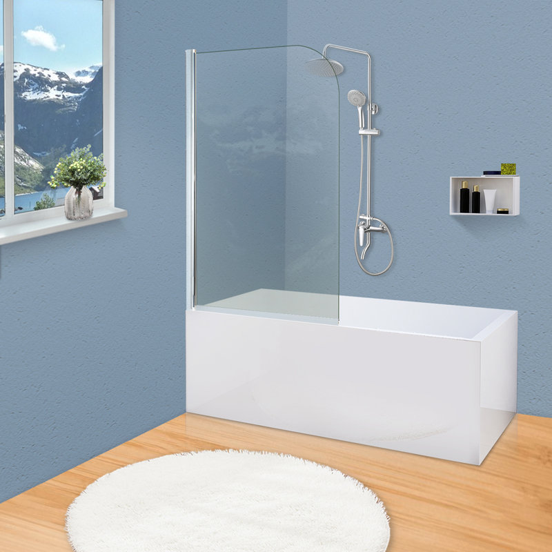 Porte de baignoire sans cadre l 35 po x H 55 po, Chrome