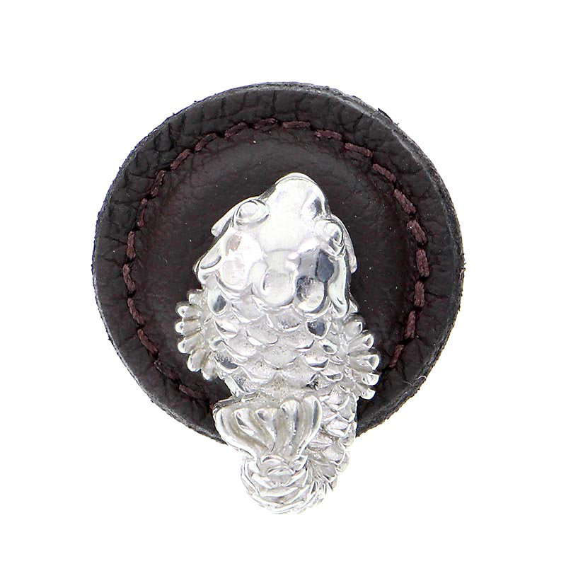Pollino Mushroom Knob, Brown, Polished Nickel