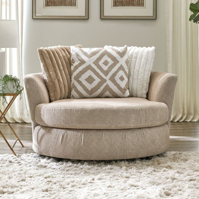 Transitional Style T-Seat Cushion Wooden Legs Curved Padded Arms Light  Finish