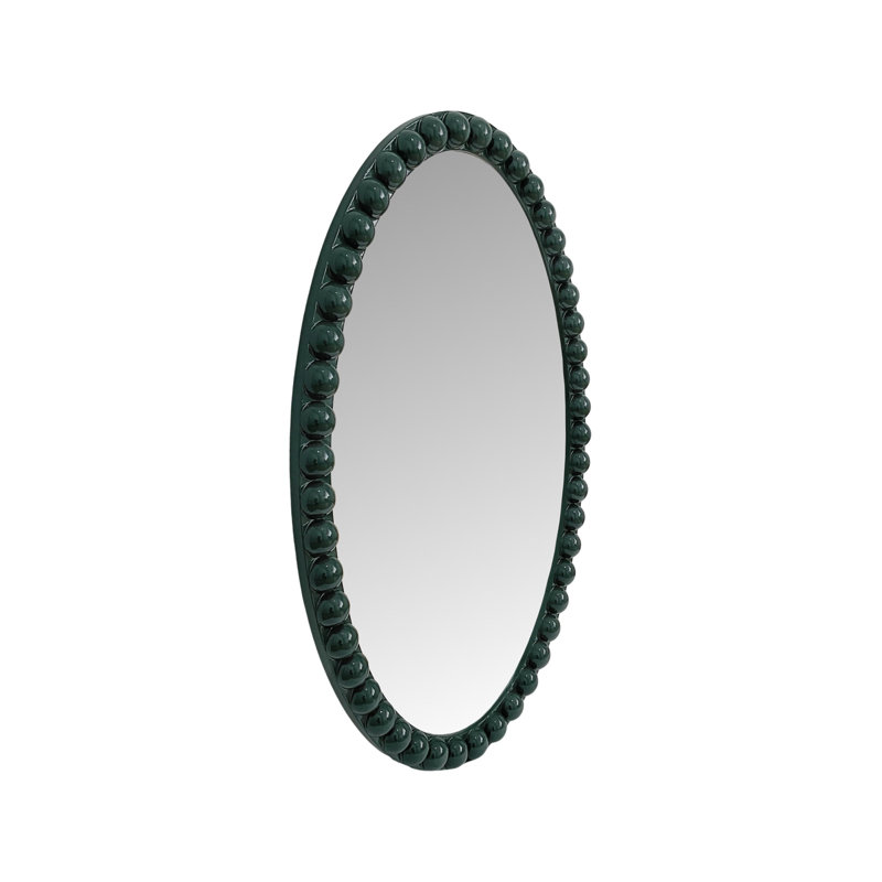 Varsha Oval Glossy Hunter Green Mirror, Green
