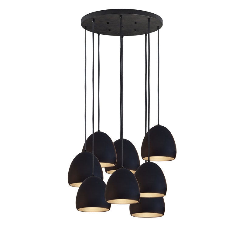 Clay 8 - Light Chandelier, Matte Black, Matte Black, 48" H x 18" W x 18" D