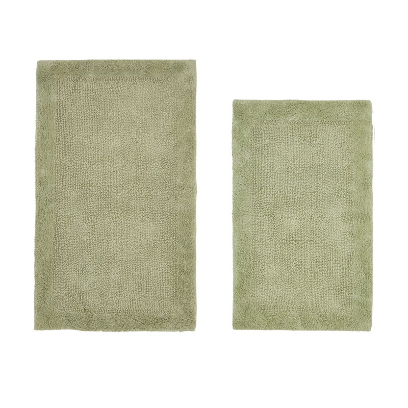 Moriceau 100% Cotton 2370 GSM Tufted Reversible 2-Piece Bath Rug Set – Ultra Soft, Highly Absorbent, Machine Washable, OEKO-TEX Certified, Ideal for Shower, Bathtub & Vanity, Sage
