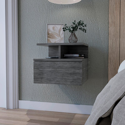 Oak Bedroom Nightstand With 2 Shelf And Drawer For Efficient Use Colour Practical