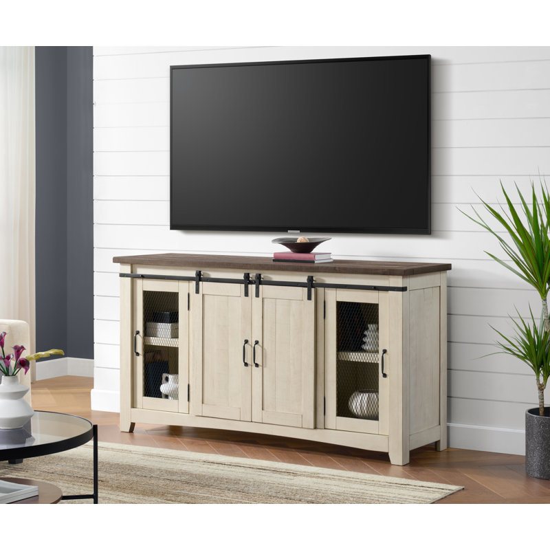 Kinsella Solid Wood TV Stand, Cream/Brown