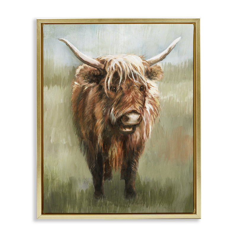 Art mural sur toile Highland, Cadre flottant métallique doré, H 21 po x l 17 po
