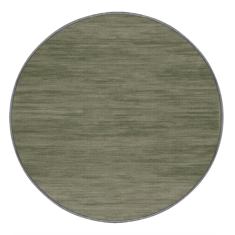 Machine Washable Solid Brown Area Rug, Round 3'