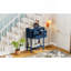 Console étroite, canapé mince avec trois tiroirs de rangement et tablette inférieure (bleu marine)-8274760