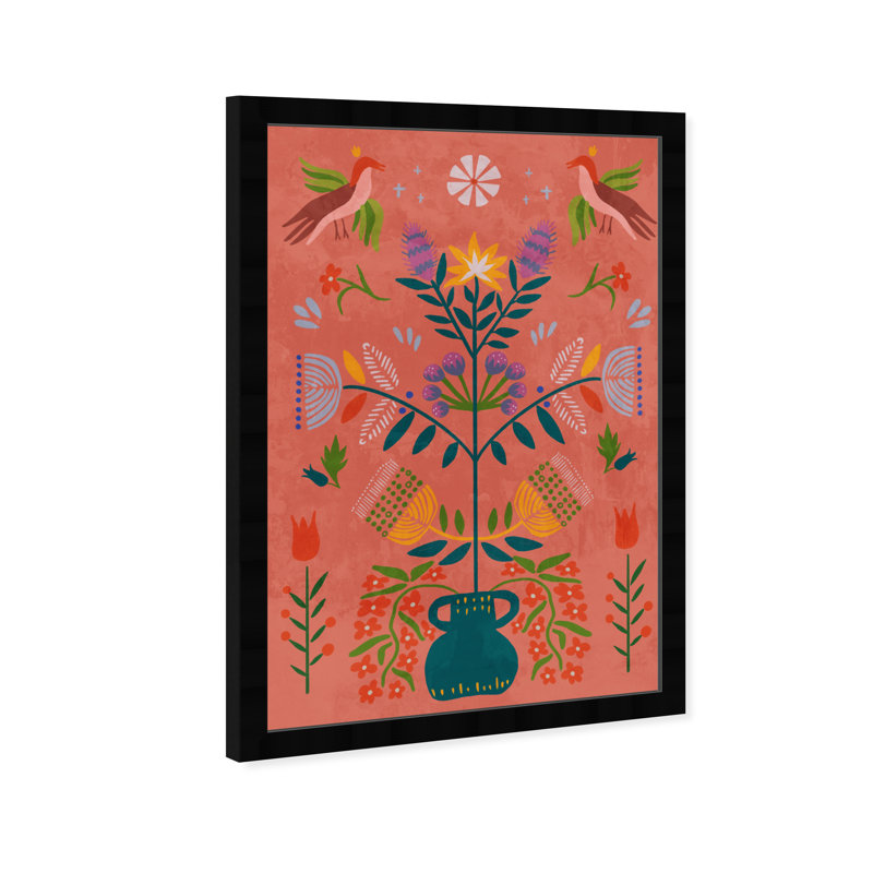 Bohemian Botanical Illustration by Birch Lane™ - Picture Frame Print, 56" H x 38" W, Black