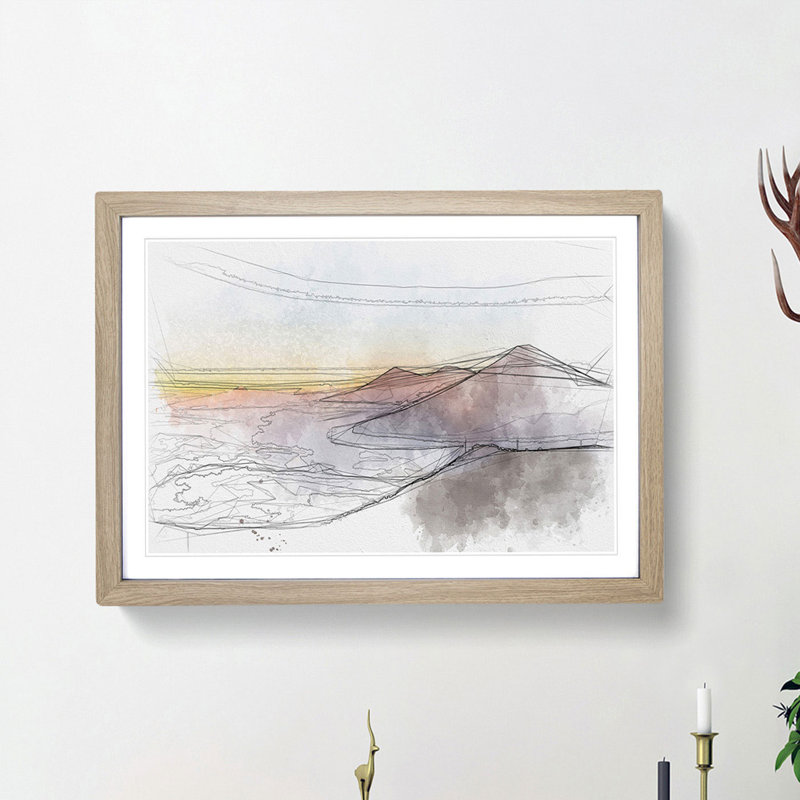 Over the Volcano in Guatemala - Picture Frame Graphic Art Print, Oak Framed, 40cm H x 60cm W x 2cm D