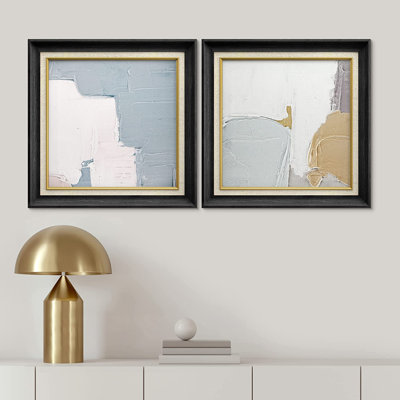 Abstrait pastel - ensemble de 2 peintures sur toile encadrées