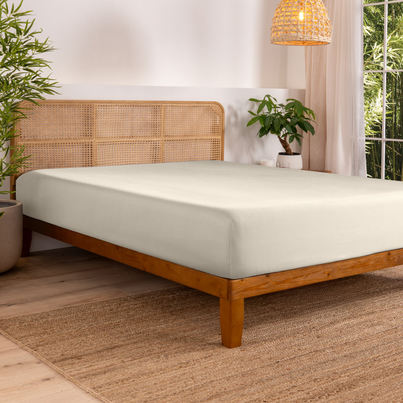 Drap-housse en rayonne de bambou, Sable, Drap-housse pour lit simple TG