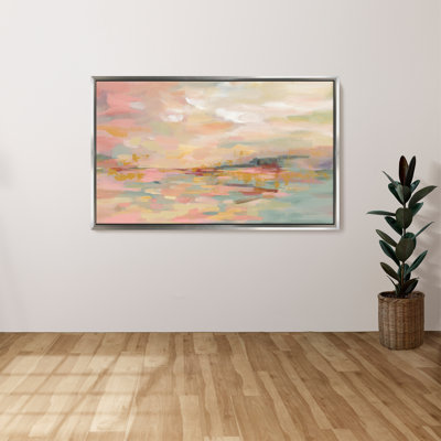 "Pink Waves" par Silvia Vassileva, reproduction sur toile dans un cadre flottant