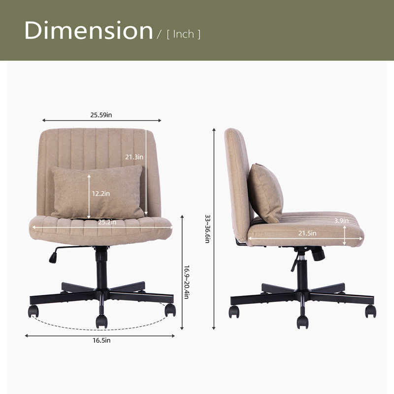 Chaise de bureau Criss Cross sans accoudoirs avec roulettes - polyvalente pour le bureau personnel, la méditation et le maquillage