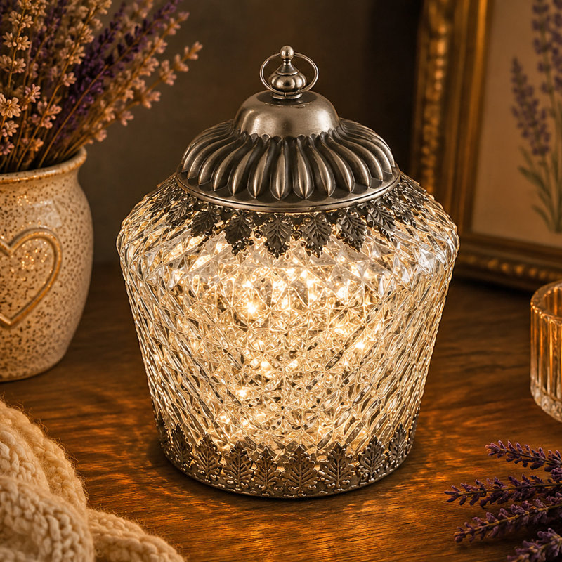 Silver LED Moroccan Style Lantern