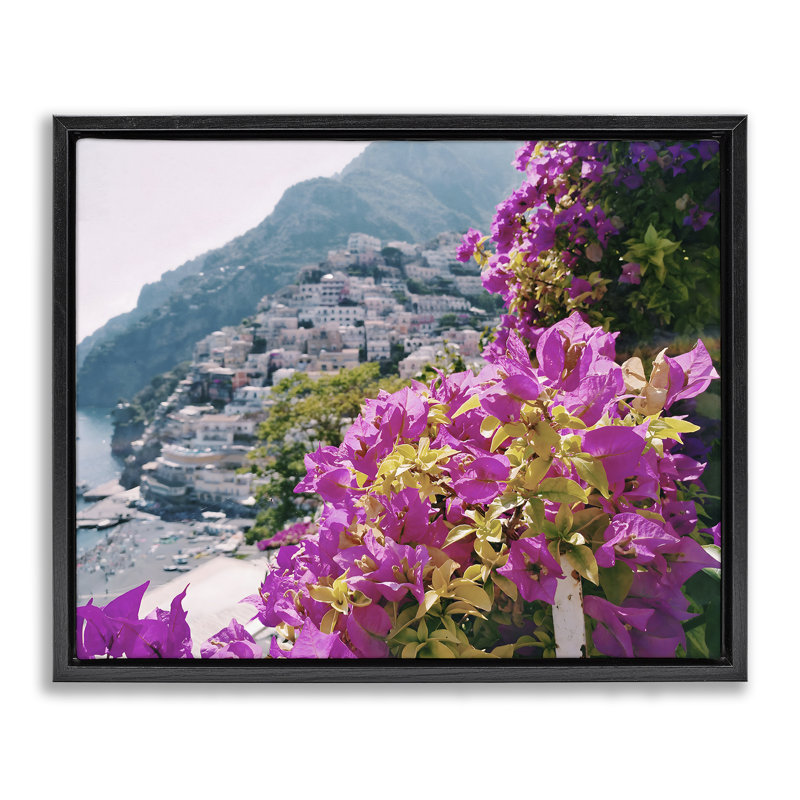 Fleurs dans un cadre flottant Positano, design par LSR Creative Studio, Cadre flottant noir de jais, H 17 po x l 21 po