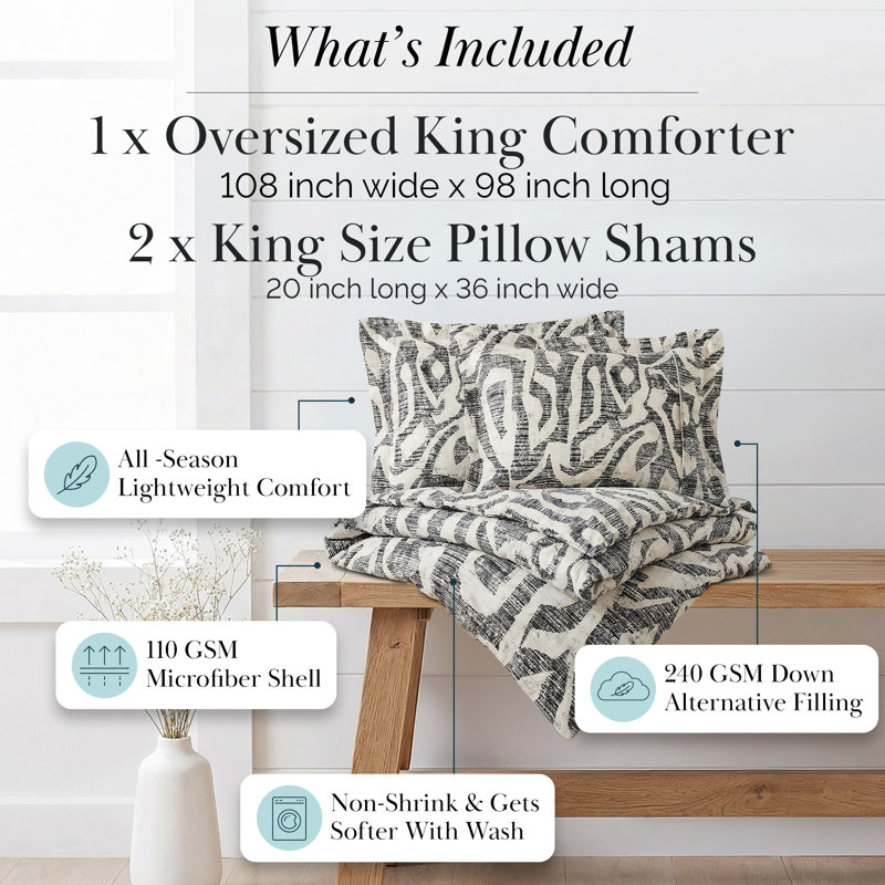 Ensemble d'édredon surdimensionné en duvet artificiel Khari par Southshore Fine Linens, Ardoise