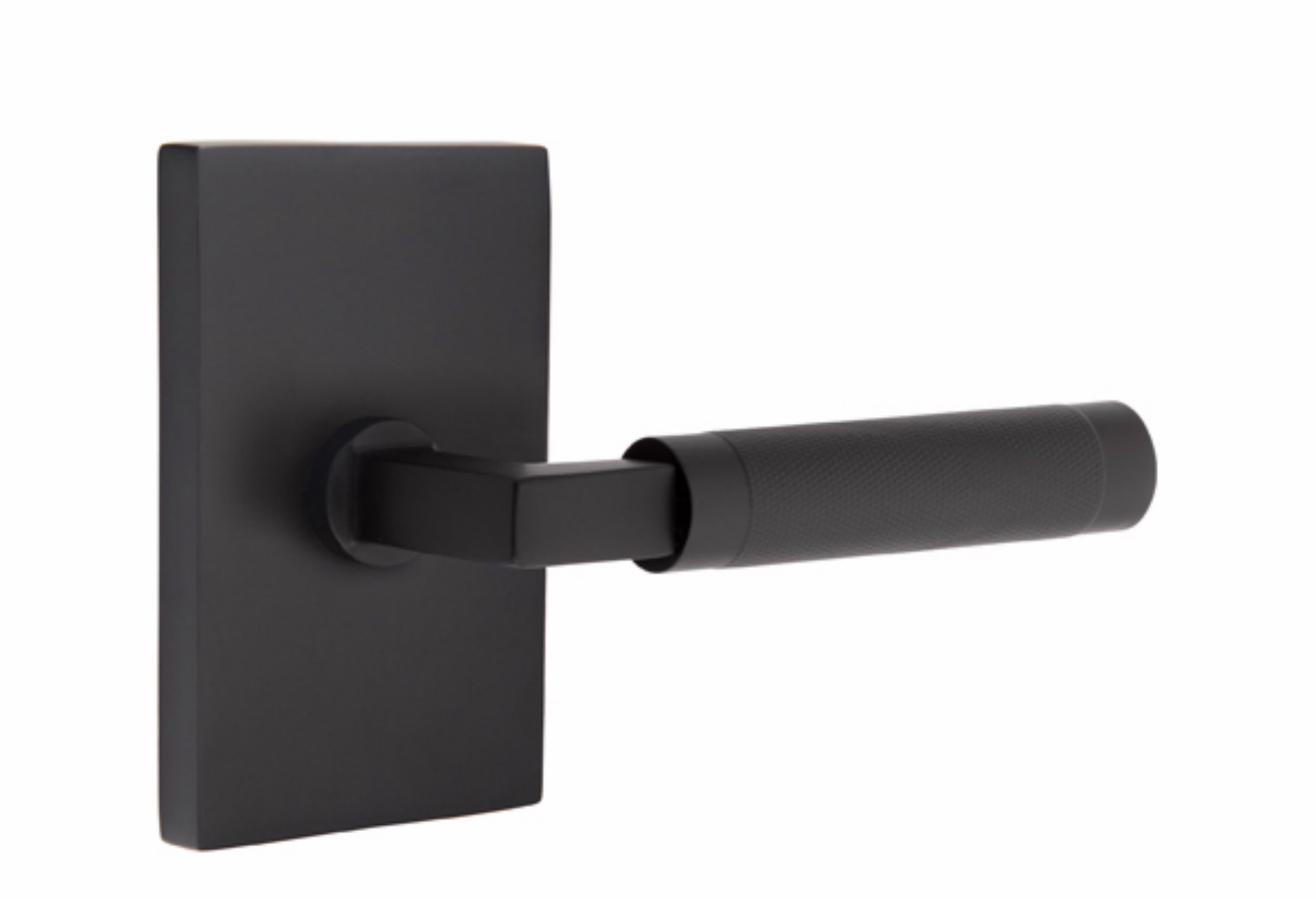 Emtek Privacy Select L-Square Knurled Lever with Modern Rectangular ...