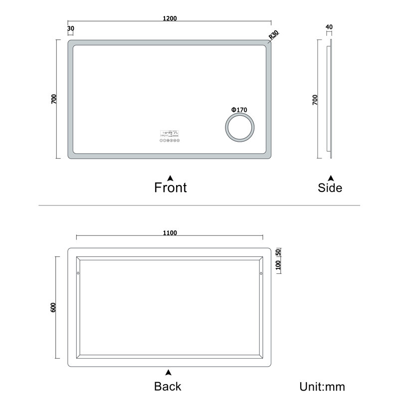 Coreas Rectangle Mirror, 120cm x 70cm