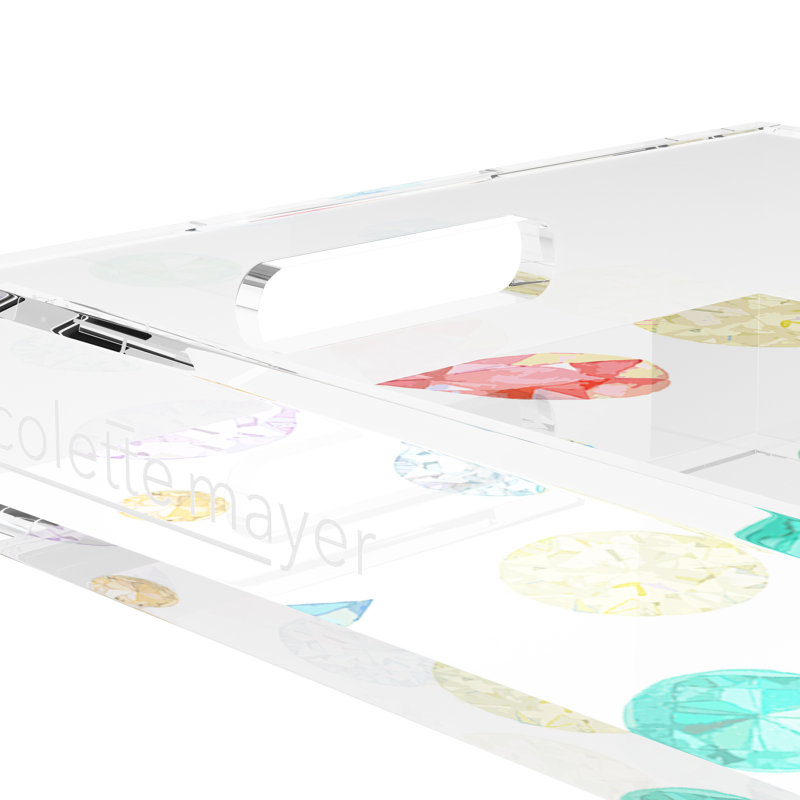  Jewel Acrylic Rectangle Decorative Tray, 2" H x 12.5" W x 7.75" D